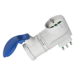 Image of Adattatore con spina italiana 16A 1 presa 2P+T 16A CEE; 1 presa 2P+T 16A pluristd italiano e tedesco Blu e Bianco 73010 cod094