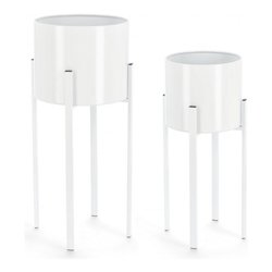 Set porta vasi piante 2 supporti tondi ESTER Bianco 0741482
