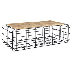 TRELLIS Tavolino Nero e Legno (110x65cm)