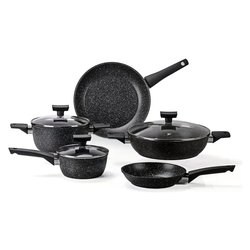 Batteria pentole Antiaderente 8 pz MAGNOLIA Stone black A01A176508