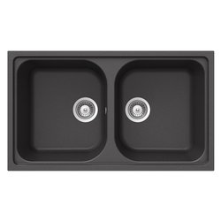 Lavello 2 vasche (86x50cm) LITHOS Nero assoluto Ruvido opaco LITN200A13N