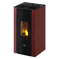 Image of Stufa pellet 7kW CRISTAL 7 T2 rosso 5 stelle Classe A+ 7024018 cod094