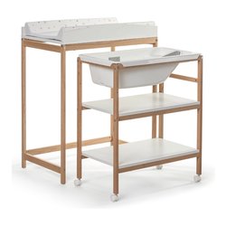 Image of Fasciatoio doppia funzione con bagnetto (84x54x106cm) WOODY Naturale 933 cod094