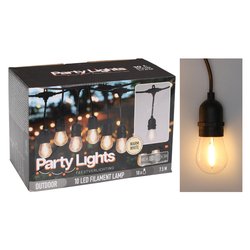 Catena luminosa 10 luci - LED PARTY LIGHTS D.5 cm Prolungabile Warm White Nero (750 cm) IP44 LG1000010