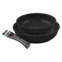 Image of Set padelle Alluminio antiaderente con manico amovibile BOLZANO Nero 1011615 cod094