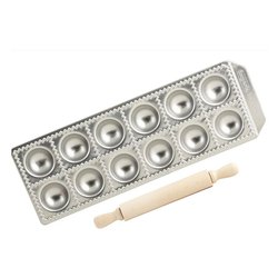 Stampo ravioli 12 fori 5,2 cm con rullo legno RAVIOLAMP Silver 3310