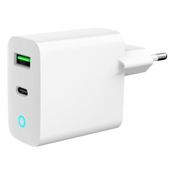Caricabatterie USB Type-A, USB Type-C 20W Dual Port White TA UC PDQC20L W 01