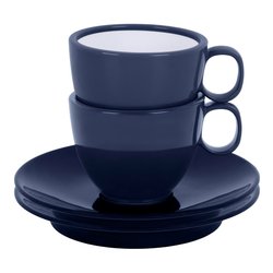 Set tazzine campeggio antislip 2 pz (6,5x5cm) plastica abs con piatto BLUE OCEAN Blu 0830066C.C22