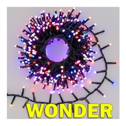 Filo luci Natale 500 luci - LED (10 + 5 mt) Giuntabile 14 Giochi di luce WONDER IP44 Verde 63778