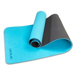 Materassino fitness (183x61x0,8 cm) DRUMFIT Yoga Mat con maniglia trasporto Azzurro 07133