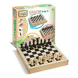Gioco Dama, Scacchi e Tria 3 in 1 Italiano GIOCHI IN LEGNO GG95023