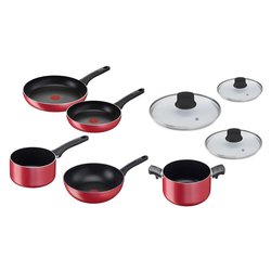 Batteria pentole Alluminio antiaderente CUCINA MEDITERRANEA Rosso e Nero 010254600008