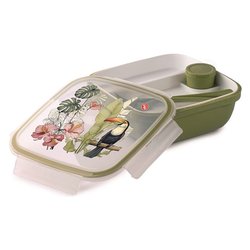 Porta pasto (21x21x8cm) 2V Tucano con posate LUNCH BOX Verde 000378