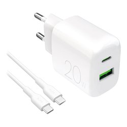 Caricabatterie USB Type-A, USB Type-C PRO LITE 20W Kit White PUTCUSBAC20WDYKCCWHI