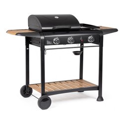 Barbecue GPL 3 bruciatori cottura a griglia, piastra, forno LONI Nero 0790317