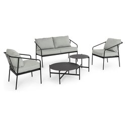 Set da esterno acciaio, poliestere FLORIAN 4 posti 0663801