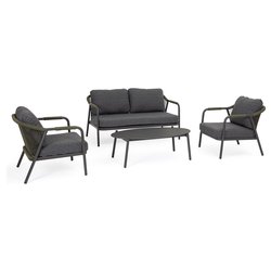Image of Set da esterno alluminio, poliestere MIRAVET 4 posti Antracite e Verde 0666134 cod094