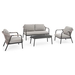 Image of Set da esterno alluminio, poliestere MIRAVET 4 posti Antracite e Khaki 0666133 cod094