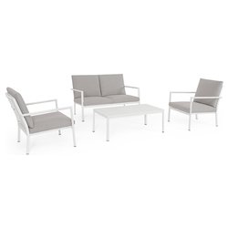 Image of Set da esterno alluminio, textilene, poliestere KONNOR 4 posti Bianco 0663716 cod094