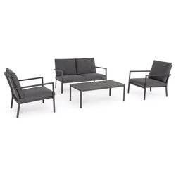 Image of Set da esterno alluminio, textilene, poliestere KONNOR 4 posti Antracite 0663717 cod094