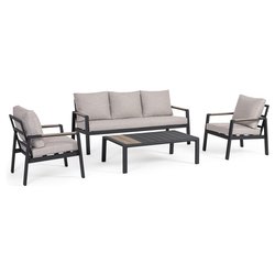 Image of Set da esterno alluminio, polywood, poliestere ELNA 5 posti Antracite 0662773 cod094