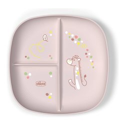 Piatto fondo bimbo plastica (24x21x2,6cm) porzionato 3P Rosa 00016003150000