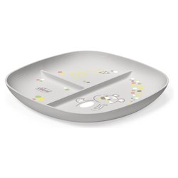 Piatto fondo bimbo plastica (24x21x2,6cm) porzionato 3P Grigio 00016003350000