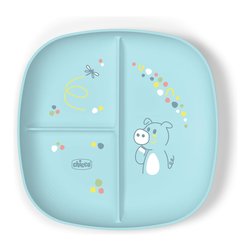 Piatto fondo bimbo plastica (24x21x2,6cm) porzionato 3P Azzurro 00016003250000