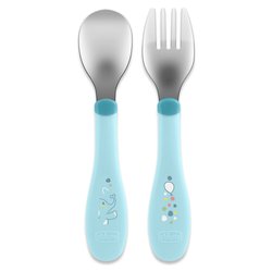 Image of Set cucchiaio e forchetta bimbi pz 18m+ Azzurro 00016102250000 cod094