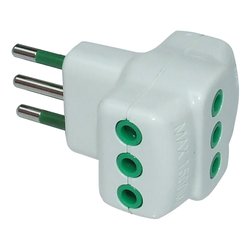 Image of Adattatore con spina italiana 10A 3 prese 2P+T 10A std italiano Bianco 82620 E cod094