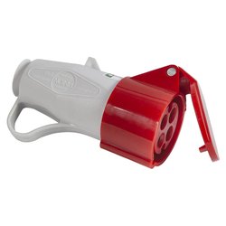 Presa elettrica 3P+T 16A CEE IP44 cavo assiale con anello rosso e bianco 71010