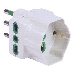 Image of Adattatore con spina italiana 16A 2 prese 2P+T 10/16A bipasso italiano e 1 presa 2P+T 10/16A pluristd italiano e tedesco Bianco 82640 E cod094