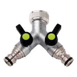 Presa rubinetto irrigazione 2 vie regolabili innesto rapido LONG LIFE METAL SYSTEM 00465B