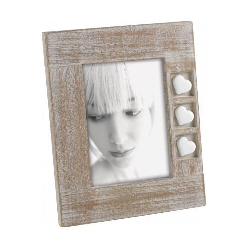 Portafoto (per 1f 13x18 cm ) con cuori resina Legno chiaro M887