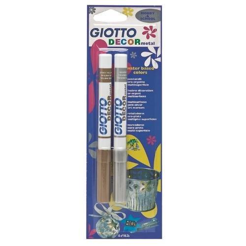 Pennarelli decorativi multiuso sezione tonda 2 pz tratto Media GIOTTO METAL oro e argento 014500