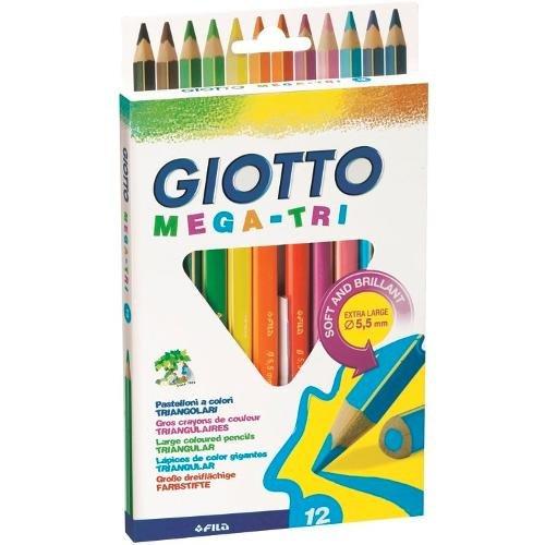 Set matite colorate maxi per bambini sezione triangolare 12 pz GIOTTO MEGA TRI Colori assortiti 220600