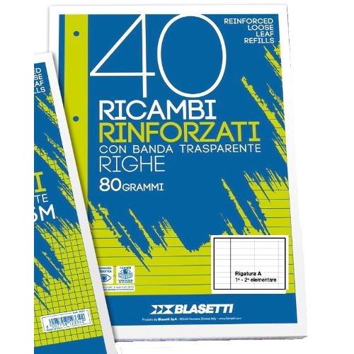 Fogli ad anelli Rinforzati A4 A per 1° e 2° elementare 2336 Confezione da 40 fg