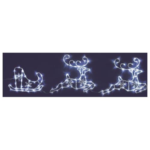 Decoro Renne con slitta effetto ghiaccio led Bianco (180x50 cm) 34945