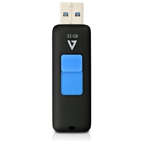 Chiavetta USB 32GB USB 3.0 100 MB/s max con connettore USB retraibile Nero e Blu VF332GAX BLK 3E