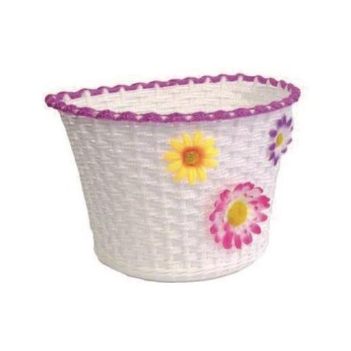 Cestino bici anteriore bici bimbo Plastica con decori floreali, attacchi non inclusi Rosa e Bianco IVC607