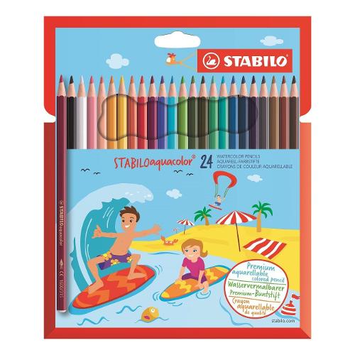 Set matite colorate acquarellabili sezione esagonale 24 pz AQUACOLOR Colori assortiti 1624 6