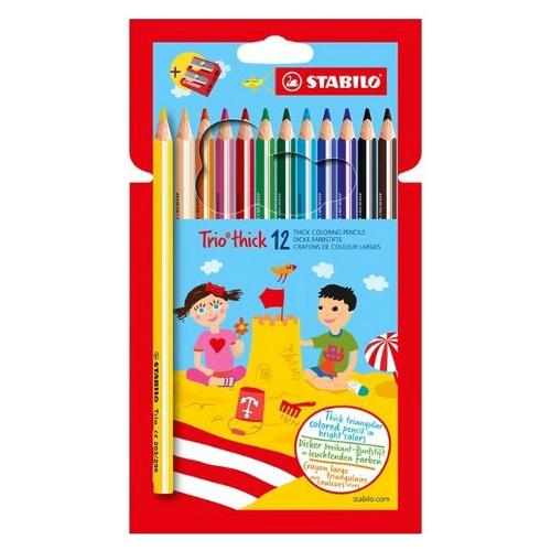 Set matite colorate maxi per bambini sezione triangolare 12 pz Thick TRIO Colori assortiti 203 2 12