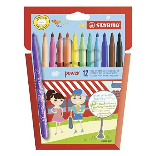Pennarelli disegno standard sezione tonda 12 pz tratto Medio - 2,0 mm POWER colori assortiti 280 12 01