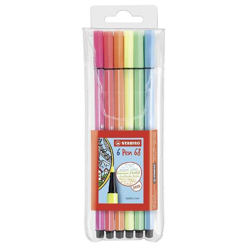 Pennarelli disegno standard sezione esagonale 6 pz tratto Medio - 1,0 mm PEN68 colori assortiti fluo 6806 1