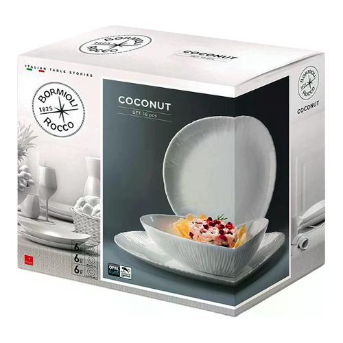 Servizio piatti Vetro temperato 18 pz COCONUT Bianco opale