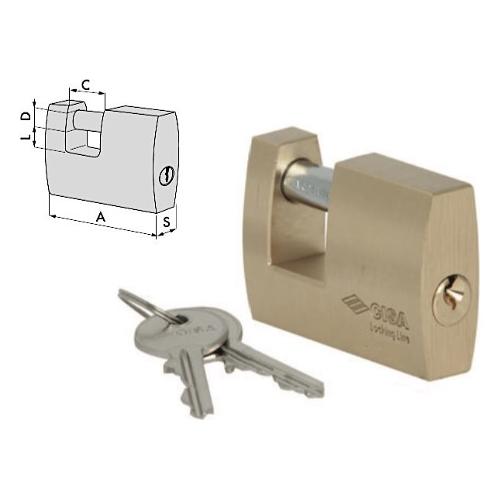 Lucchetto chiave monoblocco LOCKING LINE Ottone spazzolato 22x22x13,5h mm 121610700