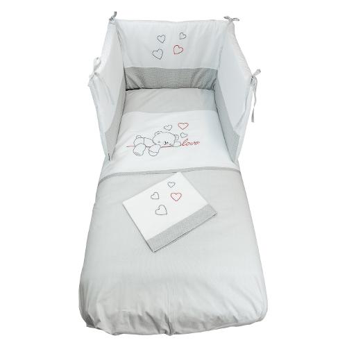 Piumone lettino con kit lenzuola LOVE Grigio 30350 LG
