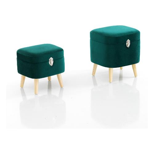 SUITCASE Set pouf Verde petrolio