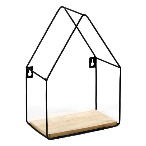 Mensola bacheca casetta (18x11x26cm) SERIE INDUSTRIAL Nero e Legno chiaro JB18005
