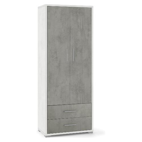 DOUBLE Db359k Armadio 2 Ante battenti, 2 Cassetti Ossido bianco e Cemento (70cm) Mobile KIT